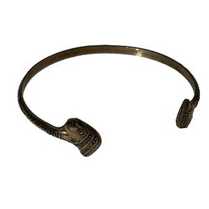 Solid Brass Egypt Nefertiti, Africa Ankh Piece Open Cuff Bangle Bracelet Kids 2”